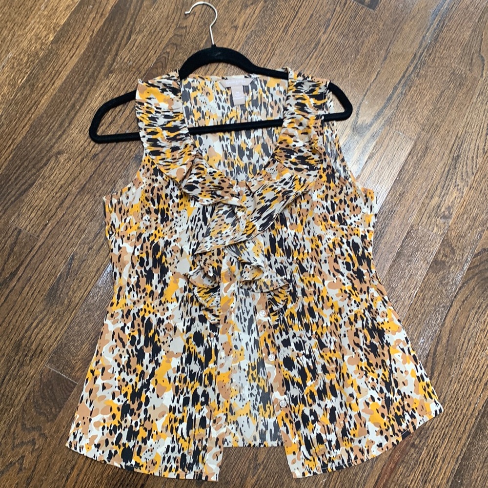 Banana Republic Ruffled Button Down Shell - image 1